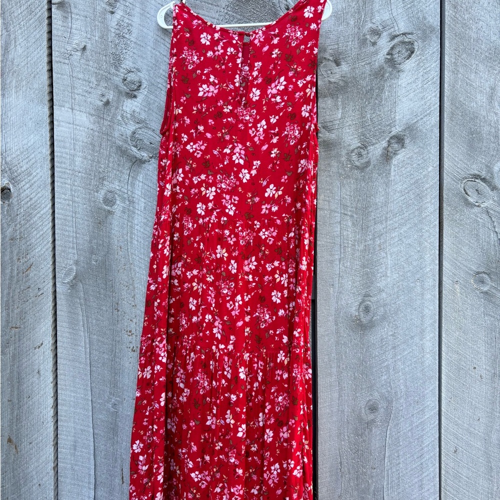 Time and Tru Floral Red Sleeveless Maxi Dress Size M - Picture 2 of 4